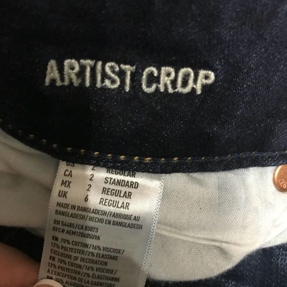 2R American Eagle Artist Crop Dark Wash Jeans sz 2 - Picture 6 of 6